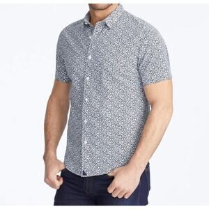 Untuck It Wrinkle Free Short Sleeve Chaddsford Shirt Blue White Medium